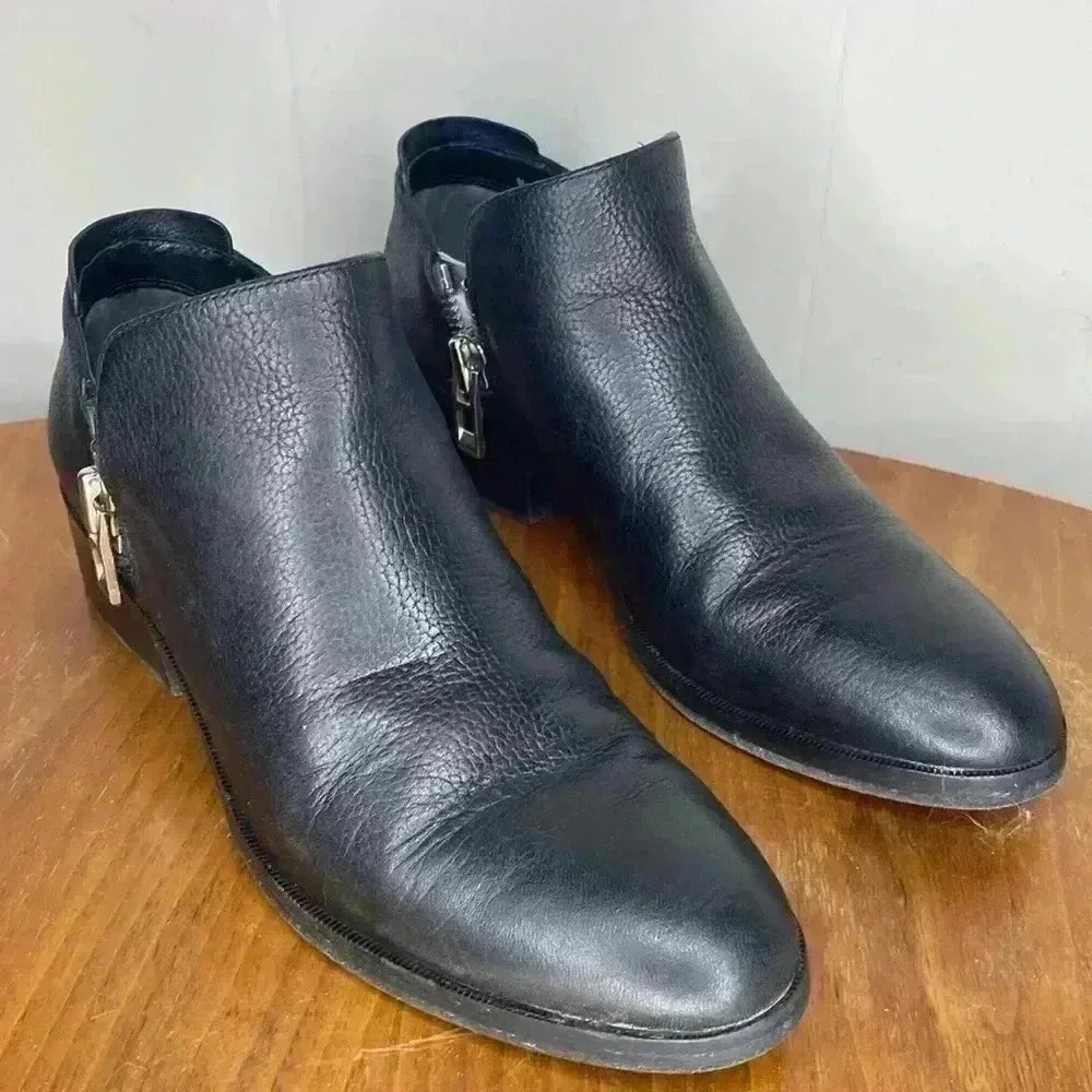 Phillip Lim 3.1 Women’s Size 7 Black Leather Alexa Chunky Heel Bootie Shoe 37.5